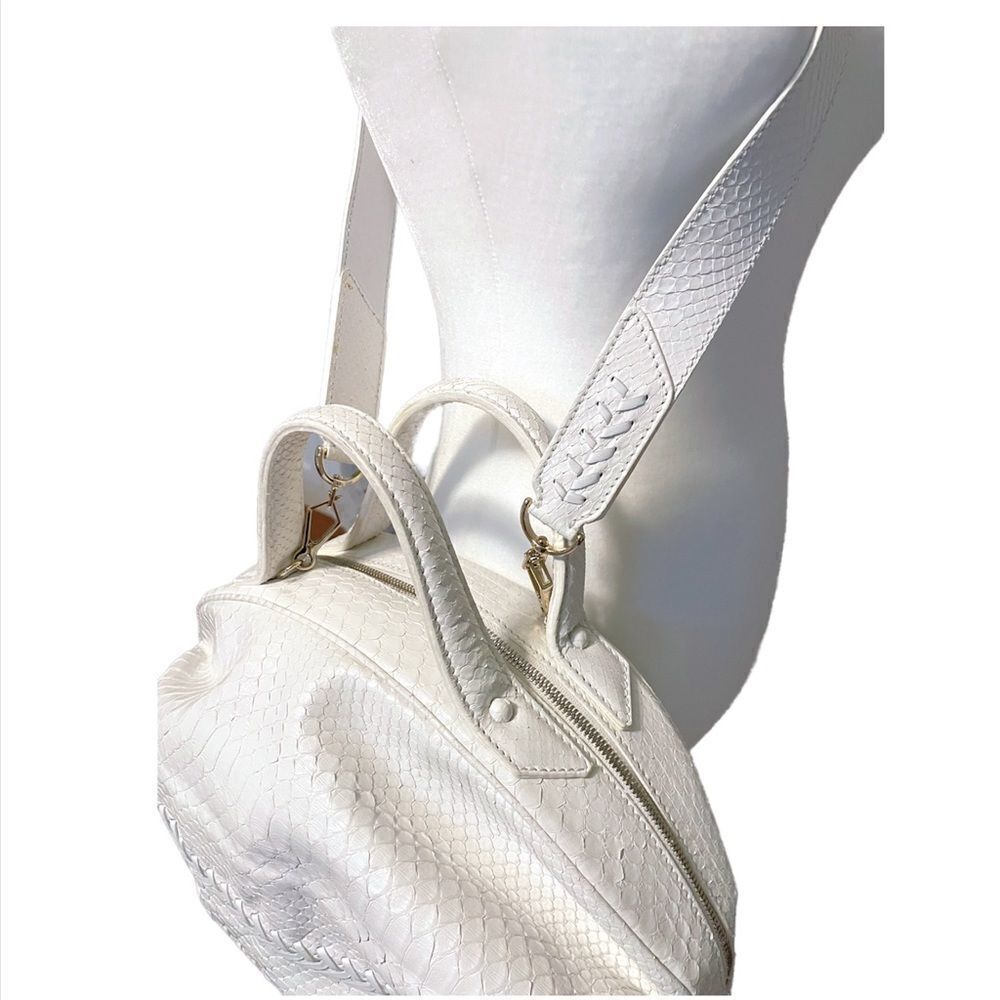 Zagliani White Python Satchel With Removable Cros… - image 3